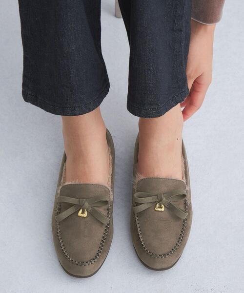 green label relaxing（グリーンレーベルリラクシング）の「【WEB限定】ウォーム リボン モカシン / シューズ（モカシン/デッキシューズ・レディース・ブラック/グレー・23.5cm/24.5cm/24cm/23cm）」の19枚目の写真
