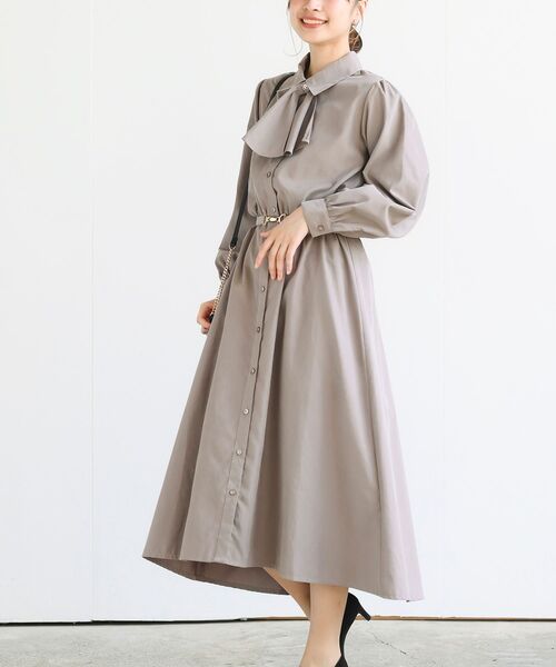 rps（アールピーエス）の「ベルト付きボータイワンピース（ワンピース・レディース・グレイッシュベージュ/ピンクベージュ/ブラック・フリー）」の15枚目の写真