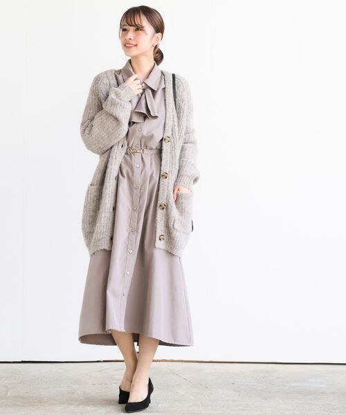 rps（アールピーエス）の「ベルト付きボータイワンピース（ワンピース・レディース・グレイッシュベージュ/ピンクベージュ/ブラック・フリー）」の22枚目の写真