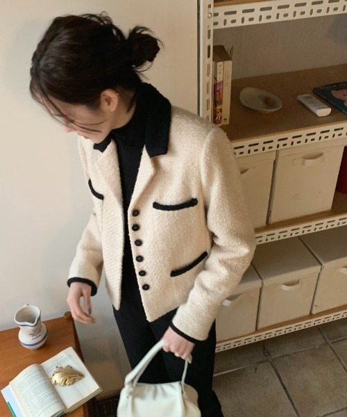 N.s（エヌドットエス）の「コントラスト配色ボタンジャケット（その他アウター・レディース・ホワイト/ブラック・FREE）」の10枚目の写真