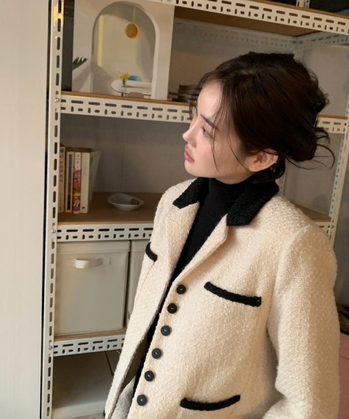 N.s（エヌドットエス）の「コントラスト配色ボタンジャケット（その他アウター・レディース・ホワイト/ブラック・FREE）」の12枚目の写真