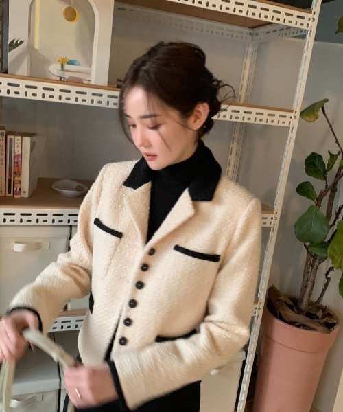 N.s（エヌドットエス）の「コントラスト配色ボタンジャケット（その他アウター・レディース・ホワイト/ブラック・FREE）」の14枚目の写真