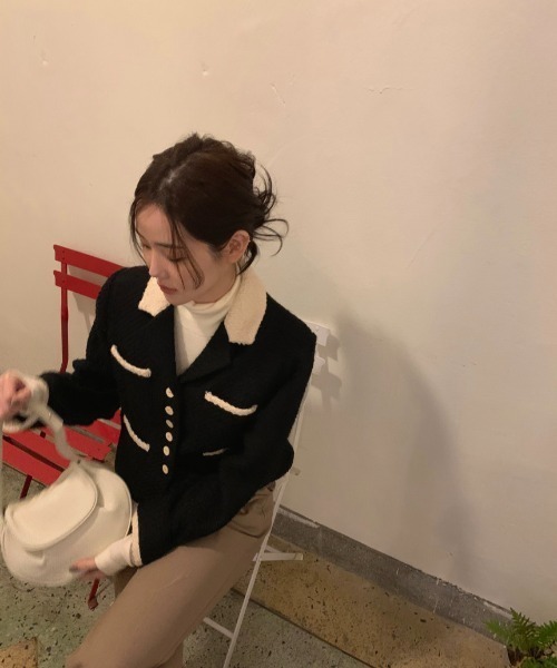 N.s（エヌドットエス）の「コントラスト配色ボタンジャケット（その他アウター・レディース・ホワイト/ブラック・FREE）」の20枚目の写真