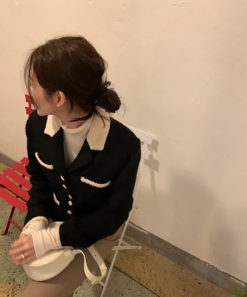 N.s（エヌドットエス）の「コントラスト配色ボタンジャケット（その他アウター・レディース・ホワイト/ブラック・FREE）」の21枚目の写真