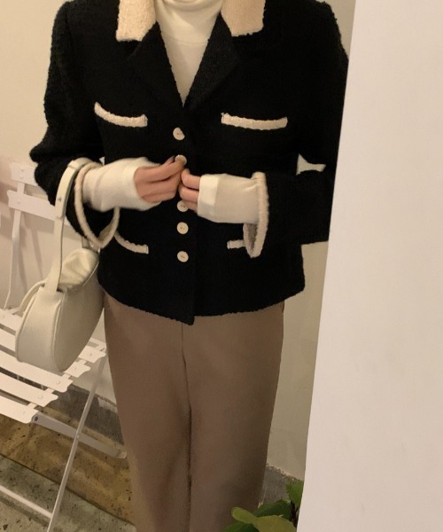 N.s（エヌドットエス）の「コントラスト配色ボタンジャケット（その他アウター・レディース・ホワイト/ブラック・FREE）」の22枚目の写真