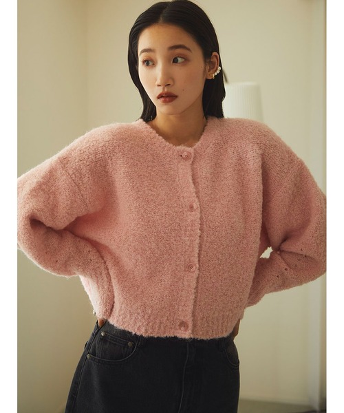 Stylevoice for xxx（スタイルヴォイスフォー）の「ブークレショートカーディガン（カーディガン/ボレロ・レディース・ブラウン/ライトベージュ/ピンク・FREE）」の7枚目の写真