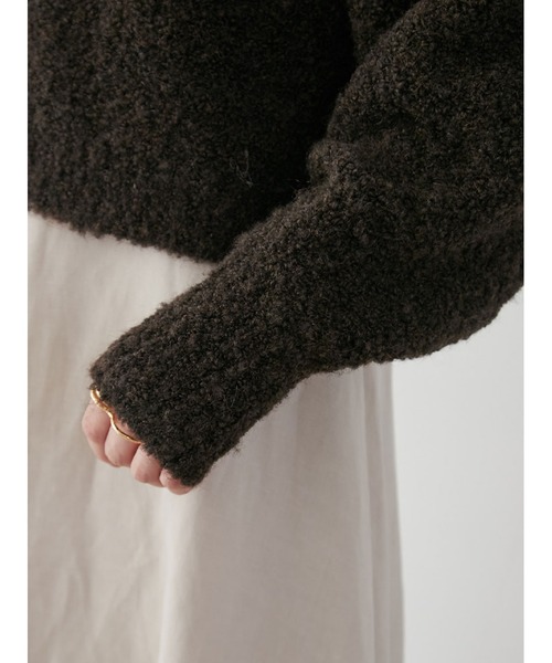 Stylevoice for xxx（スタイルヴォイスフォー）の「ブークレショートカーディガン（カーディガン/ボレロ・レディース・ブラウン/ライトベージュ/ピンク・FREE）」の11枚目の写真