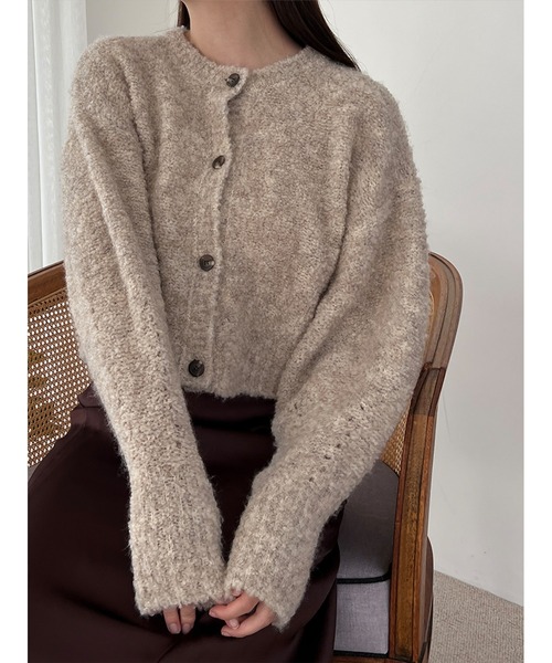 Stylevoice for xxx（スタイルヴォイスフォー）の「ブークレショートカーディガン（カーディガン/ボレロ・レディース・ブラウン/ライトベージュ/ピンク・FREE）」の6枚目の写真