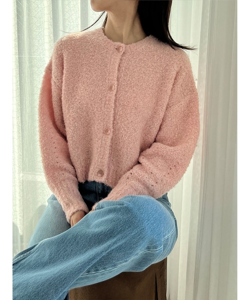 Stylevoice for xxx（スタイルヴォイスフォー）の「ブークレショートカーディガン（カーディガン/ボレロ・レディース・ブラウン/ライトベージュ/ピンク・FREE）」の18枚目の写真