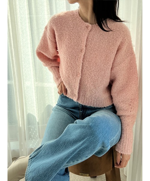 Stylevoice for xxx（スタイルヴォイスフォー）の「ブークレショートカーディガン（カーディガン/ボレロ・レディース・ブラウン/ライトベージュ/ピンク・FREE）」の21枚目の写真