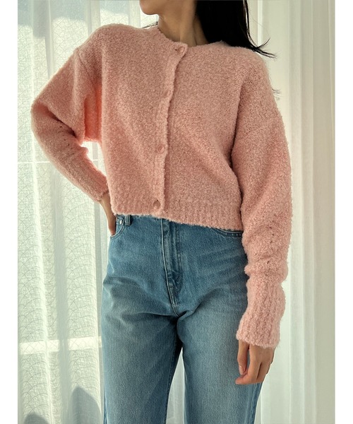 Stylevoice for xxx（スタイルヴォイスフォー）の「ブークレショートカーディガン（カーディガン/ボレロ・レディース・ブラウン/ライトベージュ/ピンク・FREE）」の12枚目の写真