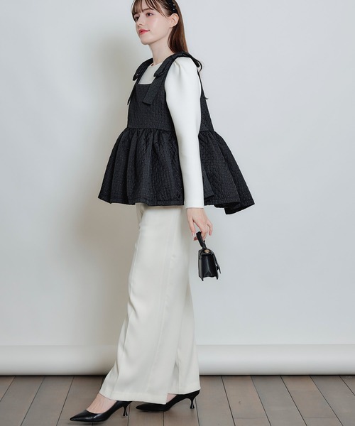 PICCIN PERLA（ピッチンペルラ）の「ハイウエスト センタープレス ポケットパールワイドパンツ（スラックス・レディース・ブラック/ピンク/ベージュ/オフホワイト・S/M）」の19枚目の写真