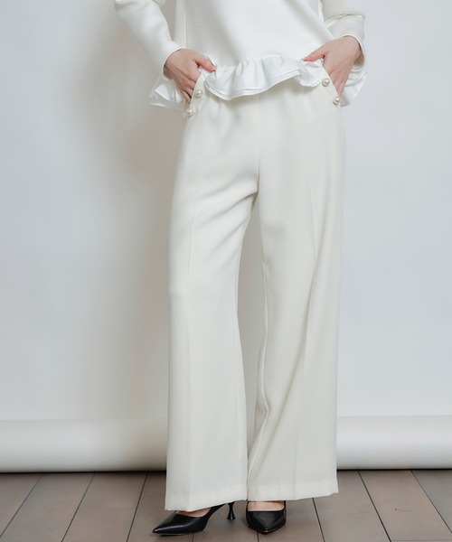 PICCIN PERLA（ピッチンペルラ）の「ハイウエスト センタープレス ポケットパールワイドパンツ（スラックス・レディース・ブラック/ピンク/ベージュ/オフホワイト・S/M）」の11枚目の写真