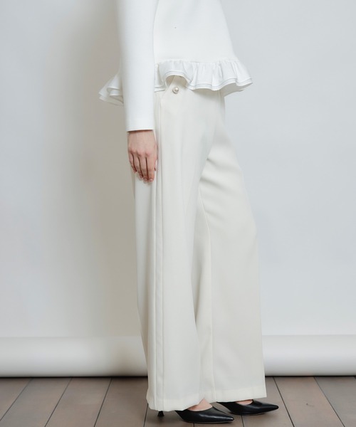 PICCIN PERLA（ピッチンペルラ）の「ハイウエスト センタープレス ポケットパールワイドパンツ（スラックス・レディース・ブラック/ピンク/ベージュ/オフホワイト・S/M）」の14枚目の写真