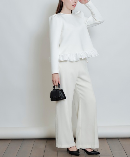 PICCIN PERLA（ピッチンペルラ）の「ハイウエスト センタープレス ポケットパールワイドパンツ（スラックス・レディース・ブラック/ピンク/ベージュ/オフホワイト・S/M）」の16枚目の写真