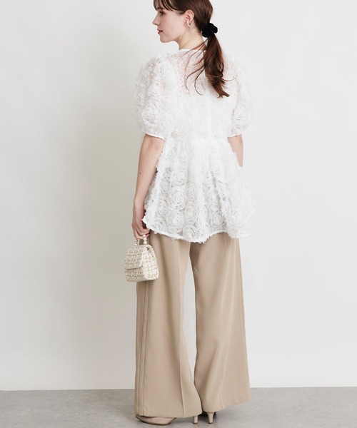 PICCIN PERLA(ピッチンペルラ)の「ハイウエスト センタープレス ポケットパールワイドパンツ(スラックス・レディース・ブラック/ピンク/ベージュ/オフホワイト・S/M)」の22枚目の写真