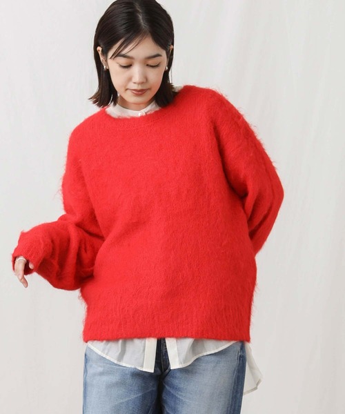 Gready Brilliant(グレディブリリアン)の「シャギークルーPOニット(ニット/セーター・レディース・グレー/レッド/ブラック・FREE)」の3枚目の写真