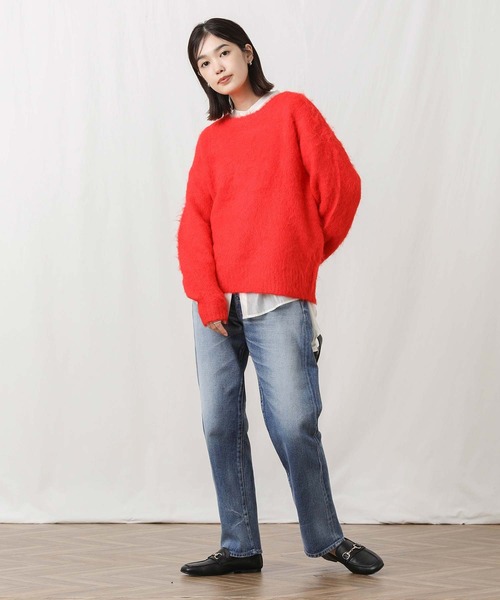 Gready Brilliant(グレディブリリアン)の「シャギークルーPOニット(ニット/セーター・レディース・グレー/レッド/ブラック・FREE)」の4枚目の写真