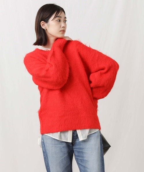 Gready Brilliant(グレディブリリアン)の「シャギークルーPOニット(ニット/セーター・レディース・グレー/レッド/ブラック・FREE)」の8枚目の写真