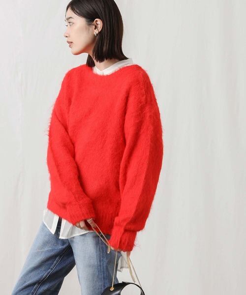 Gready Brilliant(グレディブリリアン)の「シャギークルーPOニット(ニット/セーター・レディース・グレー/レッド/ブラック・FREE)」の9枚目の写真