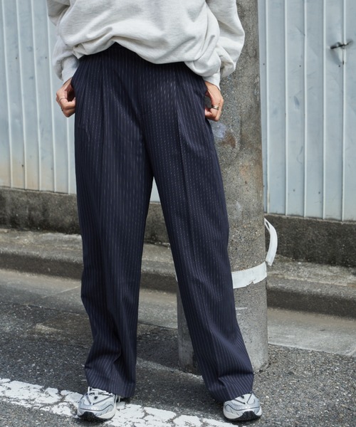 ストライプタックワイドパンツ（スラックス）｜Auntie Rosa