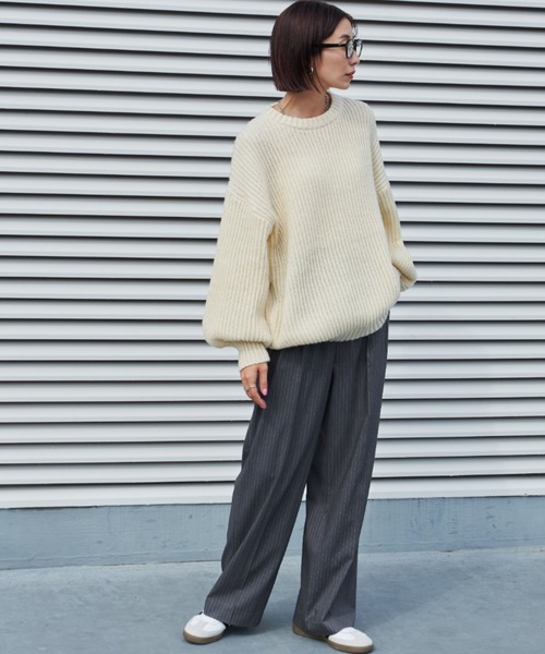 Auntie Rosa Holiday（アンティローザホリデー）の「ストライプタックワイドパンツ（スラックス・レディース・グレー系その他2/ネイビー×ホワイト・マルチサイズ）」の11枚目の写真