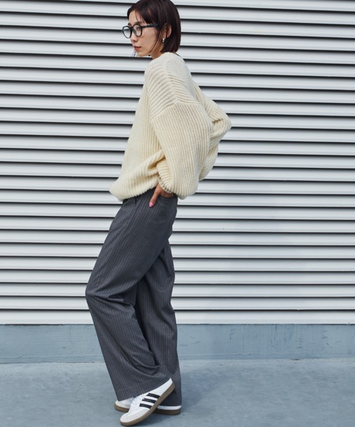 Auntie Rosa Holiday（アンティローザホリデー）の「ストライプタックワイドパンツ（スラックス・レディース・グレー系その他2/ネイビー×ホワイト・マルチサイズ）」の13枚目の写真