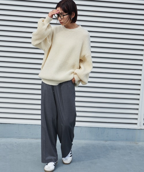 Auntie Rosa Holiday（アンティローザホリデー）の「ストライプタックワイドパンツ（スラックス・レディース・グレー系その他2/ネイビー×ホワイト・マルチサイズ）」の10枚目の写真