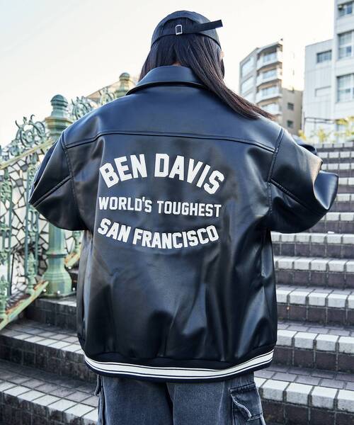 BEN DAVIS(ベンデイビス)の「【BEN DAVIS(ベンデイビス)】 FAUX LEATHER FLIGHT JACKET / レザー ワッペン 刺繍 フライトジャケット(ライダースジャケット・メンズ・ブラック/ブラウン・MEDIUM/X-LARGE/LARGE)」の4枚目の写真