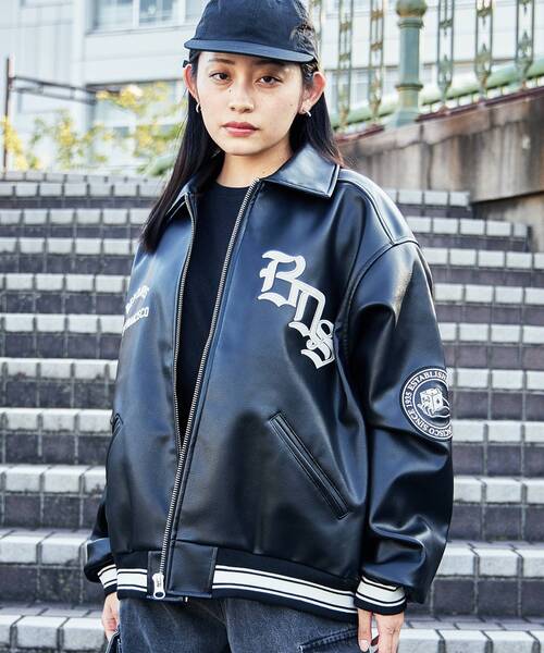 BEN DAVIS(ベンデイビス)の「【BEN DAVIS(ベンデイビス)】 FAUX LEATHER FLIGHT JACKET / レザー ワッペン 刺繍 フライトジャケット(ライダースジャケット・メンズ・ブラック/ブラウン・MEDIUM/X-LARGE/LARGE)」の7枚目の写真