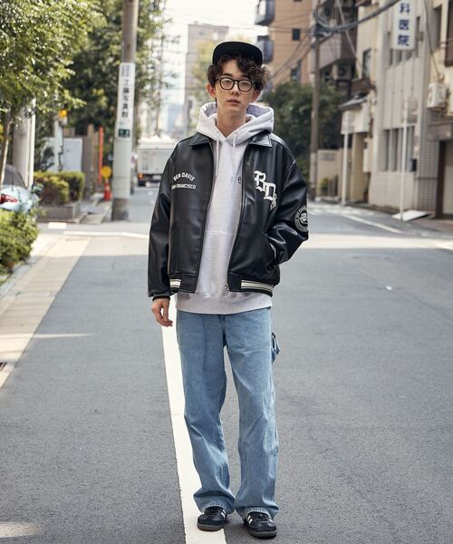 BEN DAVIS(ベンデイビス)の「【BEN DAVIS(ベンデイビス)】 FAUX LEATHER FLIGHT JACKET / レザー ワッペン 刺繍 フライトジャケット(ライダースジャケット・メンズ・ブラック/ブラウン・MEDIUM/X-LARGE/LARGE)」の12枚目の写真