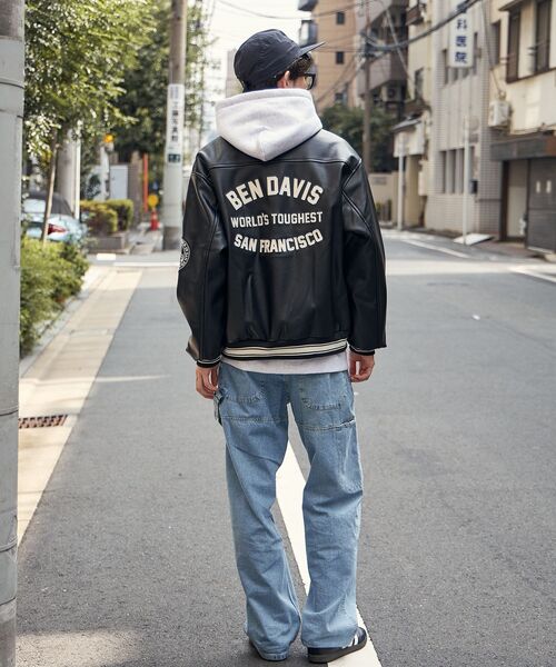 BEN DAVIS(ベンデイビス)の「【BEN DAVIS(ベンデイビス)】 FAUX LEATHER FLIGHT JACKET / レザー ワッペン 刺繍 フライトジャケット(ライダースジャケット・メンズ・ブラック/ブラウン・MEDIUM/X-LARGE/LARGE)」の13枚目の写真