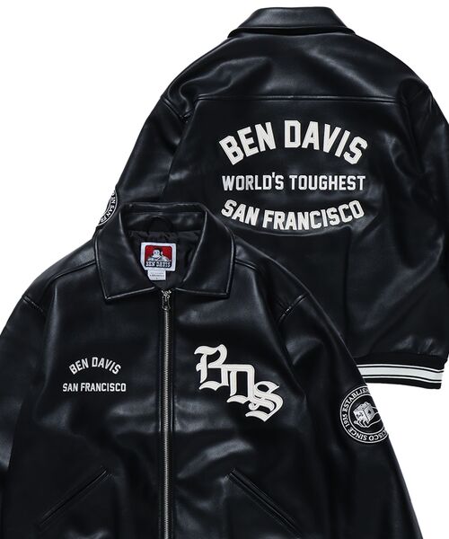 BEN DAVIS(ベンデイビス)の「【BEN DAVIS(ベンデイビス)】 FAUX LEATHER FLIGHT JACKET / レザー ワッペン 刺繍 フライトジャケット(ライダースジャケット・メンズ・ブラック/ブラウン・MEDIUM/X-LARGE/LARGE)」の15枚目の写真