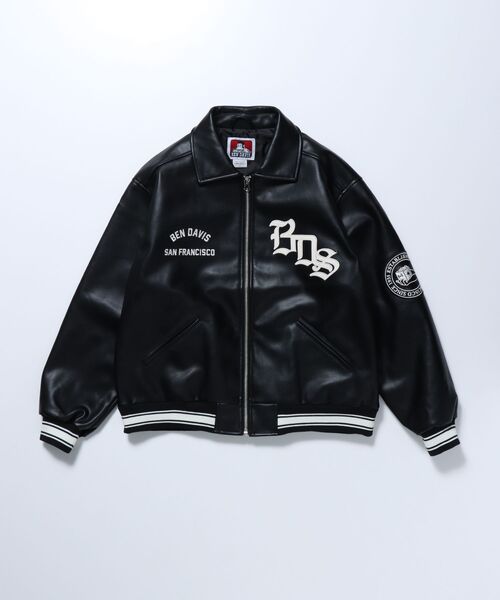 BEN DAVIS(ベンデイビス)の「【BEN DAVIS(ベンデイビス)】 FAUX LEATHER FLIGHT JACKET / レザー ワッペン 刺繍 フライトジャケット(ライダースジャケット・メンズ・ブラック/ブラウン・MEDIUM/X-LARGE/LARGE)」の16枚目の写真