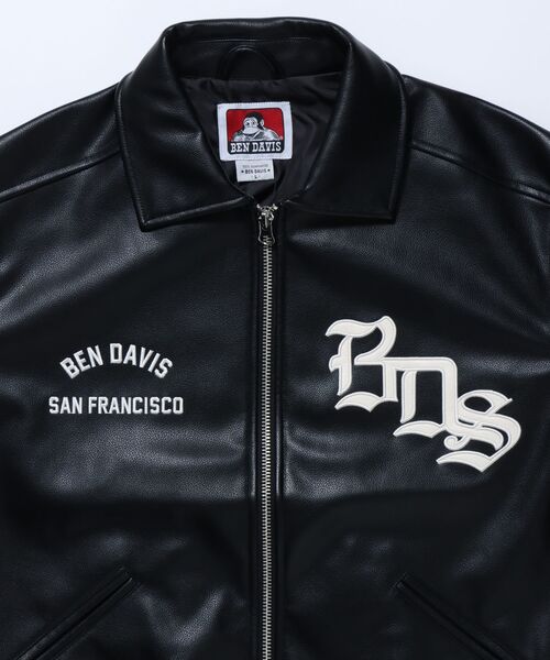 BEN DAVIS(ベンデイビス)の「【BEN DAVIS(ベンデイビス)】 FAUX LEATHER FLIGHT JACKET / レザー ワッペン 刺繍 フライトジャケット(ライダースジャケット・メンズ・ブラック/ブラウン・MEDIUM/X-LARGE/LARGE)」の18枚目の写真