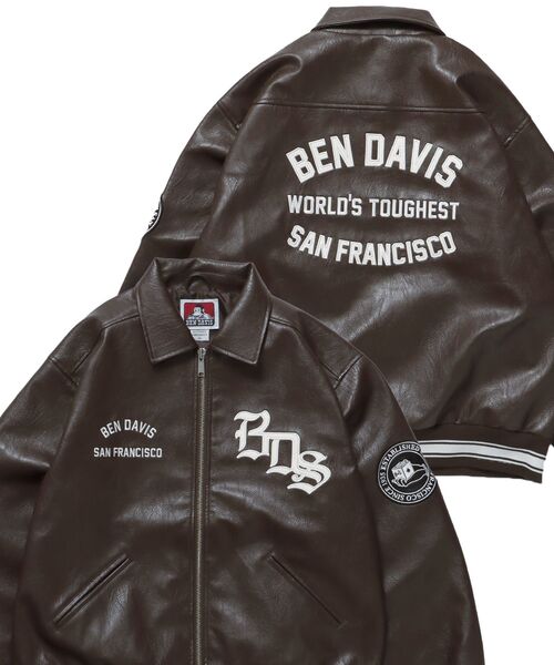 BEN DAVIS(ベンデイビス)の「【BEN DAVIS(ベンデイビス)】 FAUX LEATHER FLIGHT JACKET / レザー ワッペン 刺繍 フライトジャケット(ライダースジャケット・メンズ・ブラック/ブラウン・MEDIUM/X-LARGE/LARGE)」の21枚目の写真