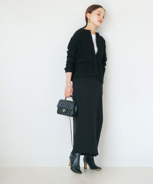 KOBE LETTUCE（コウベレタス）の「[ 田中亜希子さんコラボ ] 低身長サイズあり 選べる2タイプツイードジャケット（ノーカラージャケット・レディース・ホワイト系その他/ホワイト系/ホワイト×ブラック/ブラック/ホワイト系1/ブラック系・M2/2/M1/1）」の15枚目の写真