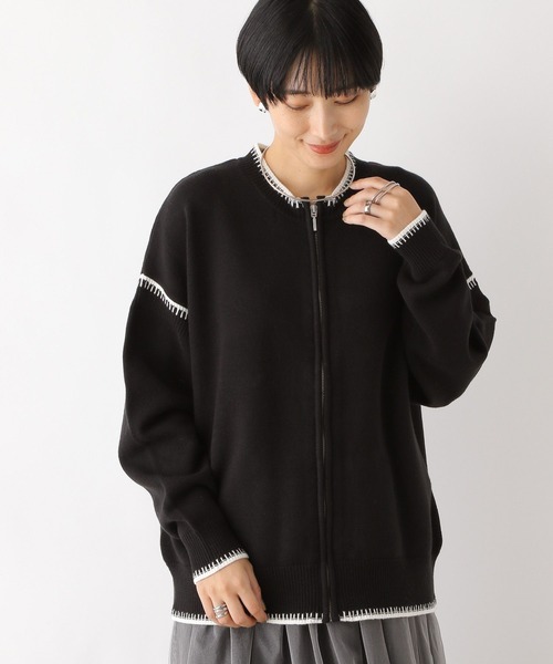 LEPSIM(レプシィム)の「7ゲージ配色ラインカーディガン 977028(カーディガン/ボレロ・レディース・ブラック/グレー/オフホワイト・FREE)」の6枚目の写真