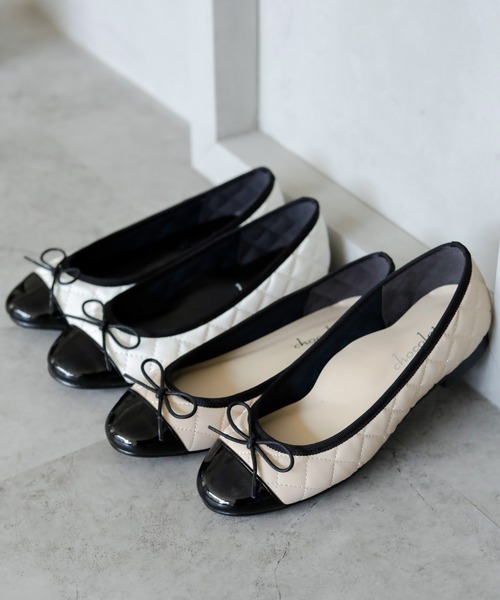 【新品】chocolates バイカラー キルティング バレエシューズ 23.5 新品】chocolates バイカラー キルティング バレエシューズ 23.5