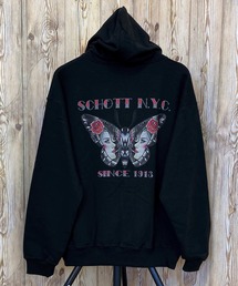 schott | HOODED SWEAT N.Y. バタフライ刺繍プルパーカー(パーカー)