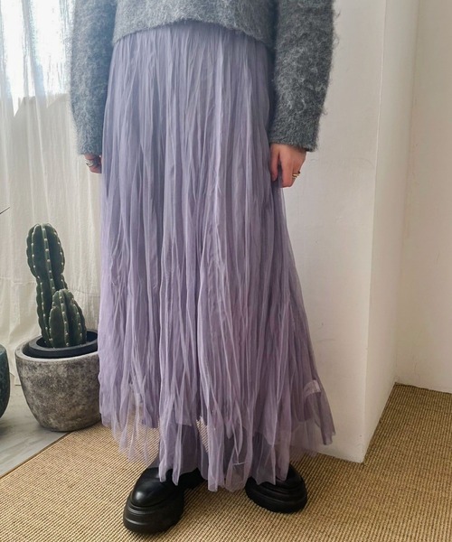 LOWRYS FARM(ローリーズファーム)の「2WAYレイヤードチュールスカート 971215(スカート・レディース・チャコールグレー/ブラック/パープル/アイボリー/グリーン・FREE)」の1枚目の写真