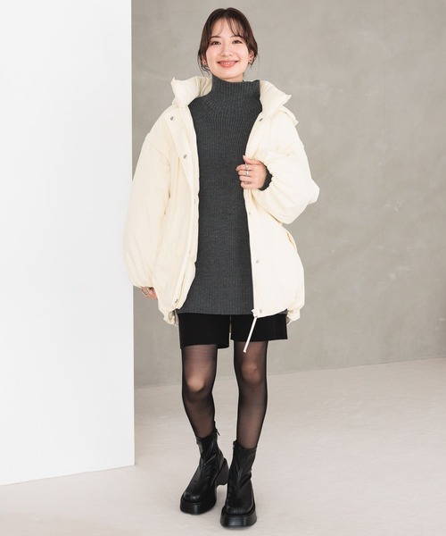 LEPSIM（レプシィム）の「7ゲージハイネック畔チュニック　971327（Tシャツ/カットソー・レディース・チャコールグレー/ライトグレー/ネイビー/オフホワイト・FREE）」の7枚目の写真