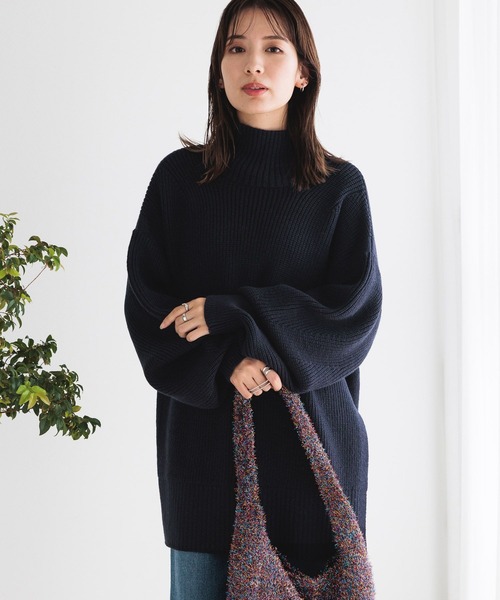 LEPSIM（レプシィム）の「7ゲージハイネック畔チュニック　971327（Tシャツ/カットソー・レディース・チャコールグレー/ライトグレー/ネイビー/オフホワイト・FREE）」の8枚目の写真