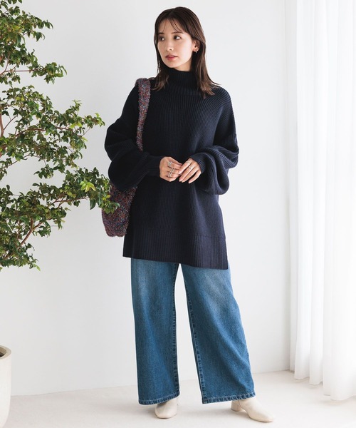 LEPSIM（レプシィム）の「7ゲージハイネック畔チュニック　971327（Tシャツ/カットソー・レディース・チャコールグレー/ライトグレー/ネイビー/オフホワイト・FREE）」の10枚目の写真