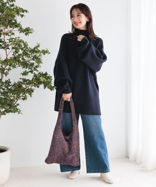 LEPSIM（レプシィム）の「7ゲージハイネック畔チュニック　971327（Tシャツ/カットソー・レディース・チャコールグレー/ライトグレー/ネイビー/オフホワイト・FREE）」の12枚目の写真