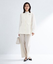 size SHORTあり］バスケット ペプラム ジレを使ったショップスタッフの