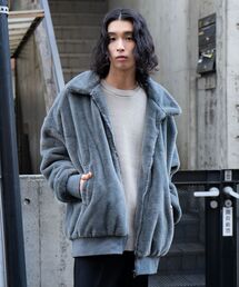 ブルゾン（グレー/灰色系・フェイクファー）ファッション通販