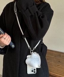 ハートポーチ付きスマホストラップ