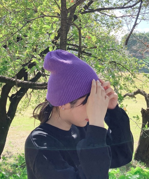 AS KNOW AS plus(アズノゥアズプラス)の「シンプルニットワッチ(ニットキャップ/ビーニー・レディース・ブラック/パープル/オレンジ/グレー/ブルー・FREE)」の4枚目の写真