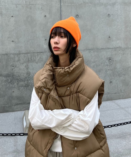 AS KNOW AS plus(アズノゥアズプラス)の「シンプルニットワッチ(ニットキャップ/ビーニー・レディース・ブラック/パープル/オレンジ/グレー/ブルー・FREE)」の5枚目の写真